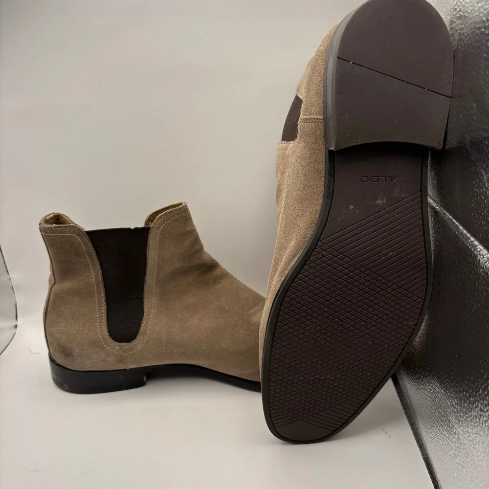 Aldo Lovewia Mens Tan Suede Chelsea Boots Size 12 Ankle Pull On Brown LOVEWIA-37